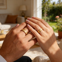 Cincin Pasangan Wanita Pria Stainless Steel Lapis Emas 2 mm 4 mm 6 mm Perhiasan Sederhana Modis