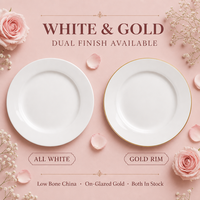 Assiettes plates en porcelaine fine pour réception de mariage, élégantes assiettes rondes blanches pour la table de mariage