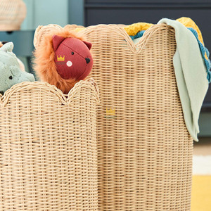 Panier en rotin à bords ondulés, tissé à la main, écologique, en forme d'animal, pour le rangement de la lessive, des vêtements et des jouets, fabriqué au Vietnam - Product Image 2
