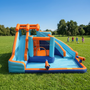 Château gonflable aquatique pour enfants avec mur d'escalade et toboggan, structure <span class=keywords><strong>de</strong></span> jeux gonflable avec trampoline pour l'été - Product Image 1