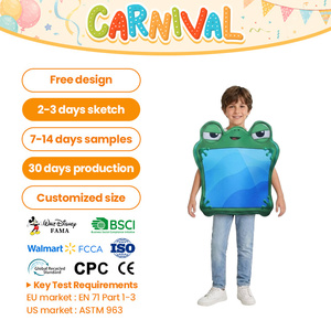 Divertido Disfraz de Rana de Peluche Verde con Imagen de <span class=keywords><strong>Tarjeta</strong></span> para Niños, Traje Plano Cuadrado para Halloween, Carnaval, Fiesta, Unisex - Product Image 1