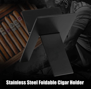Foldable Stainless Steel Zinc Alloy Double Blade Black Cigar Holder <b>Stand</b> Multifunctional Portable Design Cigar Display Smoking - Product Image 6