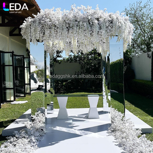 LEDA Wedding Furniture Stainless Steel silver Wedding <b>Backdrop</b> for Wedding Events <b>Backdrop</b> Party Photography Background - Product Image 2