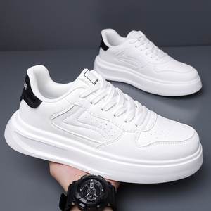Sneakers da Uomo alla Moda in Pelle Nera e Bianca, <span class=keywords><strong>Scarpe</strong></span> Casual per Uso Quotidiano, Calzature Traspiranti Versatili con Suola Bassa - Product Image 3