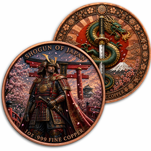 Moneda Personalizada de Cobre Fino .999 de 1oz, Shogun de Japón, Samurái, Conde de Guerra, Torii, Sakura, Medallón Coleccionable de Arte - Product Image 3