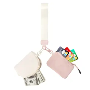 Factory Directly Supply Dual Pouch Wristlet lulu Bag Dual Pouch Zipper Key Chain Personalized Wallet Coin Bag Card Holder