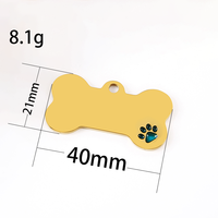 Ywyougang RVS Honden ID-Tag, Gegraveerde Hondenpenning op Maat, Gouden/Zilveren Basis met 5 Kleuren Emaille Pootafdruk voor Huisdieren