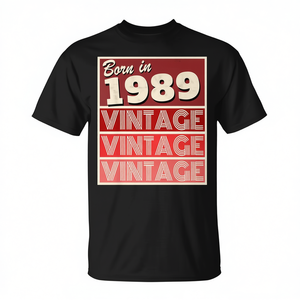 T-shirt vintage per compleanno Born In 1989, unisex per adulti, taglia media, girocollo, manica corta, stampa serigrafica - Product Image 2