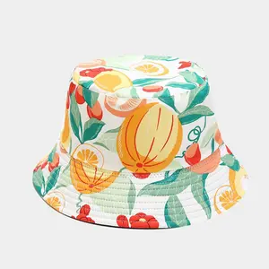 Chapeau de seau réversible en forme d'ananas pour homme et femme, joli chapeau de soleil d'été, avec motifs imprimés de fruits, bon marché