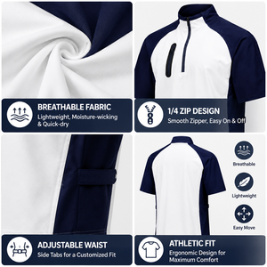 Haut de golf léger coupe-vent à col montant zippé à quart de tour et manches courtes pour homme, personnalisable avec logo - Product Image 2