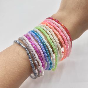 Série Crème Cristal Lampwork & Perles de Verre Bijoux de Corps Perles de Riz Colorées Collier de Cheville Taille avec Corde Lâche Extensible - Product Image 3