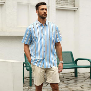 Men's Striped <b>Shirts</b> Casual Short Sleeve Button Down Summer <b>Hawaiian</b> <b>Shirts</b> - Product Image 2