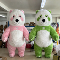 Costume de Mascotte Panda Gonflable Coloré, 2m/2.6m/3m, en Peluche et Fourrure, pour Événements, Fêtes et Spectacles