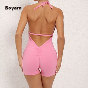 จั๊มสูทผู้หญิงแบบเซ็กซี่เปิดหลัง แห้งเร็ว ระบายอากาศได้ดี เป็นมิตรกับสิ่งแวดล้อม มีฟองน้ำเสริม ชุดออกกำลังกาย ชุดโยคะฤดูร้อนแบบชิ้นเดียว - Product Image 4