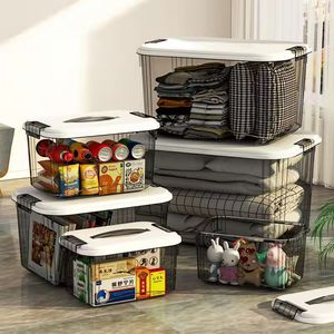 Acrylic Transparent <b>Storage</b> Box With Lid 10L-20L Rectangle Clothing Organizer For <b>Clothes</b> Quilts Miscellaneous Items - Product Image 2