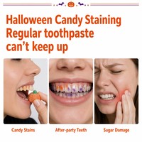 Dentifrice professionnel anti-caries sur le thème d'Halloween, emballage personnalisé, vente en gros, usine, marque privée, fraîcheur pour la maison