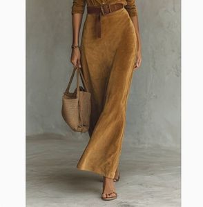 Vestido Largo <span class=keywords><strong>de</strong></span> Gamuza con Cintura Ajustada para Otoño e Invierno, Estilo Europeo <span class=keywords><strong>y</strong></span> Americano, con Cinturón, Elegante <span class=keywords><strong>y</strong></span> Moderno - Product Image 5