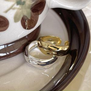 Joias Banhadas a Ouro Anéis Irregulares de Prata 925 para Homens e Mulheres - Product Image 3