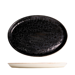 Piatto di Servizio in Ceramica Ovale Marrone Luna 34x24 Cm - Product Image 1