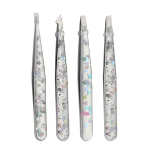 Wholesale Stainless-Steel Epoxy Spray-painted Star Shape Sequin 96 MM Eyebrow Tweezers Colorful Clamps Rounded Clip