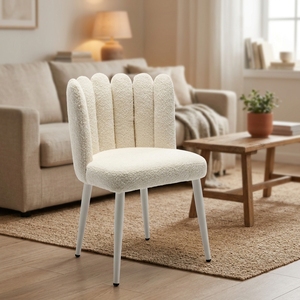 Sedia da Pranzo Ergonomica in Velluto Stile Nordico: Comoda per Lunghe Sedute, Semplice Sedia da Pranzo Bianca - Product Image 2