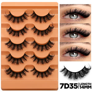 Faux Cils Oeil de Chat 3D Naturels Courbe D Doux Moelleux Croisés 5 Paires Cils <span class=keywords><strong>Manga</strong></span> Effilés Extension de Cils Naturels Maquillage - Product Image 3