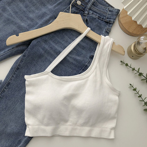<span class=keywords><strong>Pas</strong></span> <span class=keywords><strong>cher</strong></span> Rib Sexy Une Épaule Femmes Soutien-Gorge <span class=keywords><strong>Sport</strong></span> Casual Accrocher Cou Top Peau Friendly Respirant Séchage Rapide Yoga Soutien-Gorge - Product Image 6