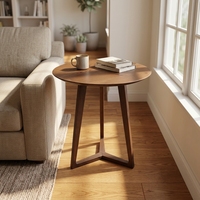 Table d'appoint ronde en bois massif de style nordique, table d'appoint en bois à 3 pieds, petite table basse pour salon, chambre à coucher