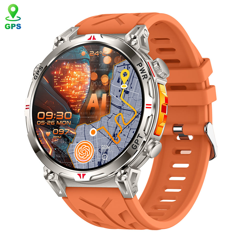 2026  KC93 Men Round Smartwatch GPS 1.56Inch AMOLED Compass ChatGPT 30M Waterproof Health Monitoring Outdoor Smart Watch