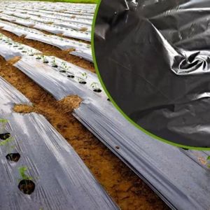 УФ-мульчирующая пленка для борьбы с сорняками, биоразлагаемая, гибкая, черная/серебристая, из полиэтилена, для сельского хозяйства, длина 100 м, с услугой нарезки - Product Image 3