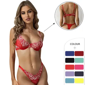 High-end USA Hot Sale Enticement Transparent Lace For Flower Sexy Lingeries
