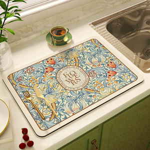 Elegante y fresco tapete floral para escurrir platos, de tierra de diatomeas, adecuado para escurrir vajilla, cuencos y palillos; sin químicos. - Product Image 4