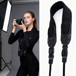 Venta directa de fábrica, cómoda <span class=keywords><strong>correa</strong></span> negra de neopreno para cámara con logotipo personalizado, poliéster, bandolera, hombro, cuello, bolsillo para <span class=keywords><strong>fotos</strong></span> - Product Image 5