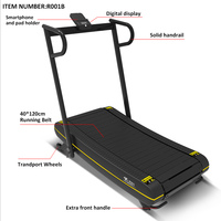 Tapis de course incurvé pliable sans moteur pour la maison avec moniteur de données LCD et détection de fréquence cardiaque sans fil