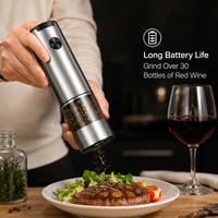Moulin à poivre électrique avec noyau en céramique, moulin à épices à piles, moulin à broyer à un bouton avec lumière LED pour poivre, sel, cumin