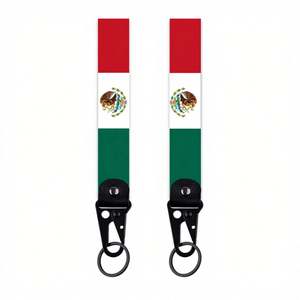 Llavero Personalizado con Bandera de Estados Unidos y México - Cinta de Poliéster de Alta Calidad y Colgante de Aleación para Llaves de Coche, Regalo al por Mayor para Actividades Deportivas - Product Image 5