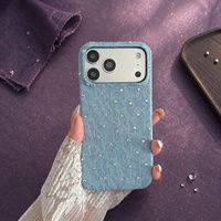 Étui de téléphone en denim avec strass antichoc pour iPhone