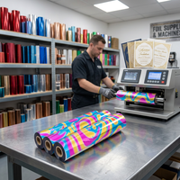 Feuille holographique arc-en-ciel réactive au toner pour usage textile, en PET, lavable, pour emballage et artisanat, épaisseur réglable de 12 à 25 microns