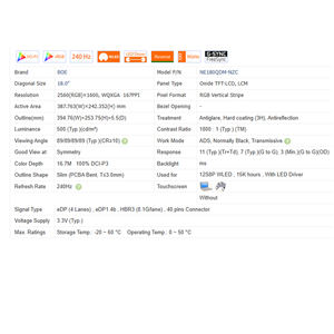1800:1 240Hz NE180QDM-NZC ไม่มี18.0สัมผัส "40 Pins หน้าจอ LCD 2560*1600 WLED จอแล็ปท็อปใหม่ LCD 100% sRGB 500 CD/<span class=keywords><strong>m</strong></span>² 620g - Product Image 6