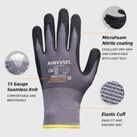 Gants de sécurité en nitrile AIMVVSEC, haute flexibilité, confortables, 15 jauges, gris, nylon, élasthanne, texturés, 28 cm, pour le jardinage, la construction et le travail