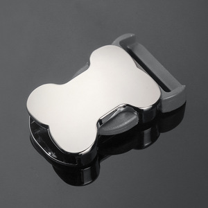 Hebilla metálica de liberación rápida con forma de hueso para mascotas, cierre plateado para collar, cochecito, mochila, correas DZB208-25 - Product Image 2