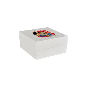 White Empty <b>Gift</b> <b>Box</b> with Colorful Flower Red Eyelashed Trim for Jewelry Storage - Product Image 2