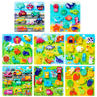 Ensemble de puzzles Montessori en pièces épaisses, 8 thèmes : Dinosaures, Animaux, Véhicules, Vie marine, Planche de puzzle à chevilles pour tout-petits, Jouets éducatifs d'apprentissage