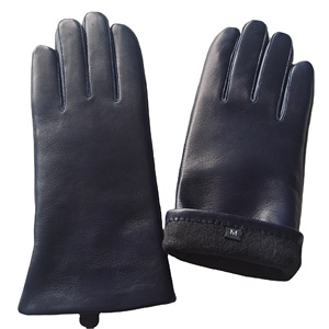 Thời Trang Mới Phụ Nữ Phụ Nữ Thinsulate Với Tr Tối Hải Quân Bên Ngoài Cửa Gió Dừng Giữ Ấm Đẹp Chính Hãng Da Cừu Găng Tay Da - Product Image 6