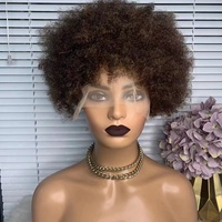 Cheveux Humains Brésiliens Afro Kinky Bouclés avec Nœuds Blanchis, 100% Vierge Remy, Sans Chute, Sans Nœuds, Sans Colle, Densité 180%, HD Transparent