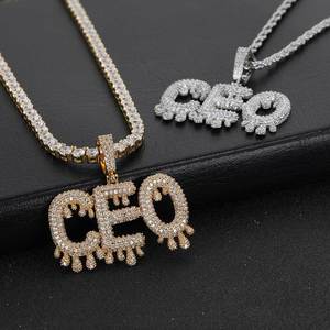 Colgantes de Letras y Números en Forma de Gota de Agua de Moissanita VVS de Plata 925 Premium, con Pavé de Diamantes, Bañados en Oro Real, Estilo Hip Hop Bling, para Fabricantes B2B - Product Image 2