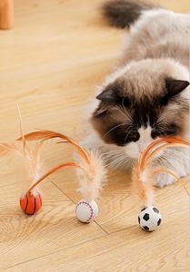 Yeni Lastik Elastik Tüylü Top, Kovalamaya, Oynamaya ve Isırmaya Eğilimli Kediler İçin İnteraktif Futbol, Basketbol, Beyzbol Topu Oyuncağı - Product Image 5