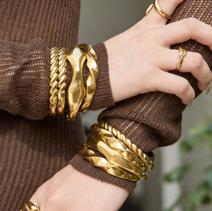 Minimalist Luxury Plain <b>Bangle</b> Stainless Steel 18K Gold Plated Anti Tarnish <b>Bangle</b> for Women - Product Image 1