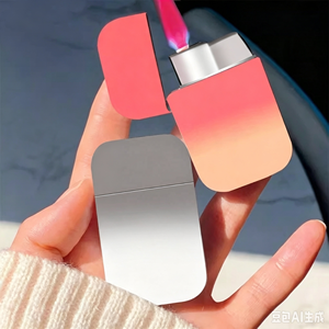 Gradient Color Pink Flame Lighter Portable Windproof Butane <b>Gas</b> Lighter Custom Logo Flip Cover Smoking Cigarette Lighter For Men - Product Image 1