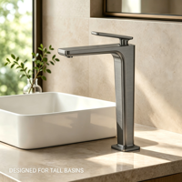 Robinet mitigeur noir mat pour lavabo sur pied, en laiton massif, à levier unique, moderne, à poser sur comptoir pour salle de bain